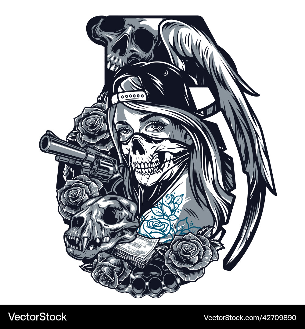 Vintage chicano tattoo template Vector Image