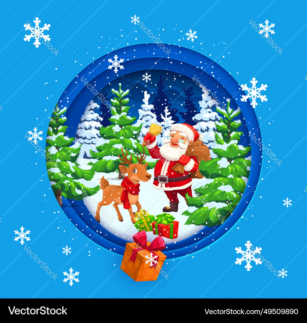 Weihnachtspapier Schnitt Banner mit Cartoon santa Weihnachtspapier Schnitt Banner mit Cartoon santa vektorbild