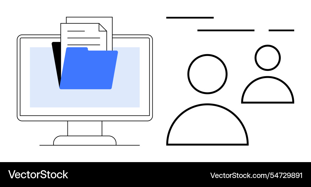 Digital file management interfaced with user Digital file management interfaced with user vector image