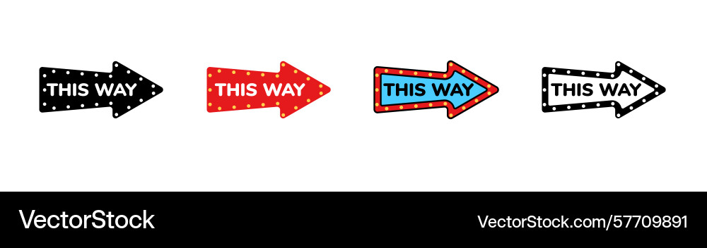 Icon set of arrows with text this way in various Vector Image