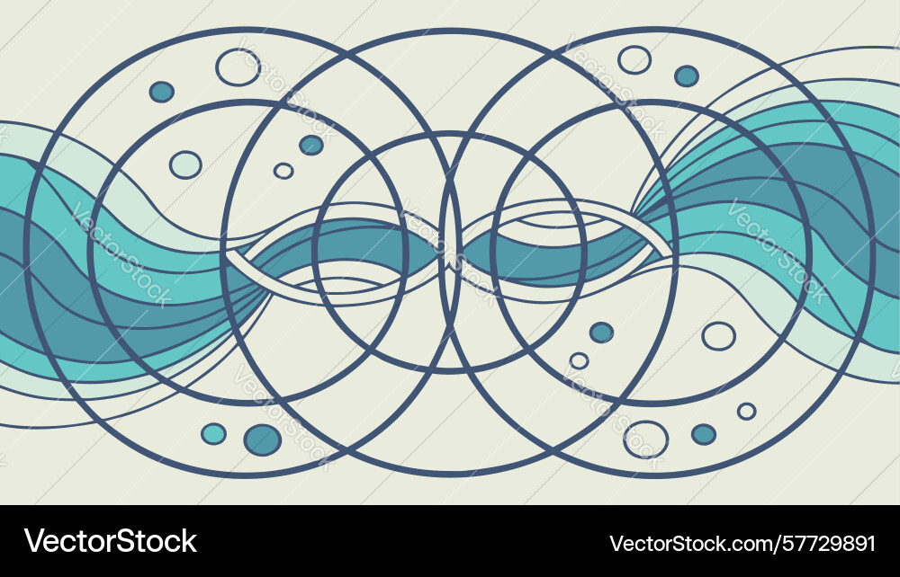 Intersecting circles waves abstract background vector image