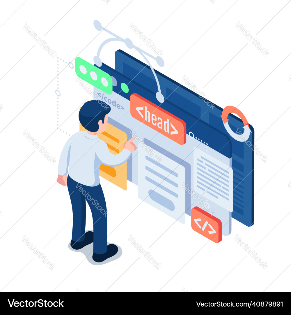 Isometric businessman or web developer design Isometric businessman or web developer design vector image
