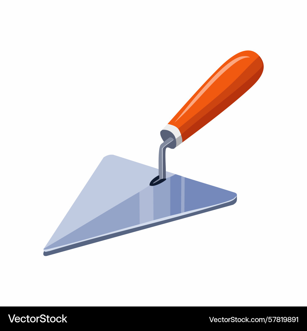 Isometric view of a triangular trowel with orange Vector Image