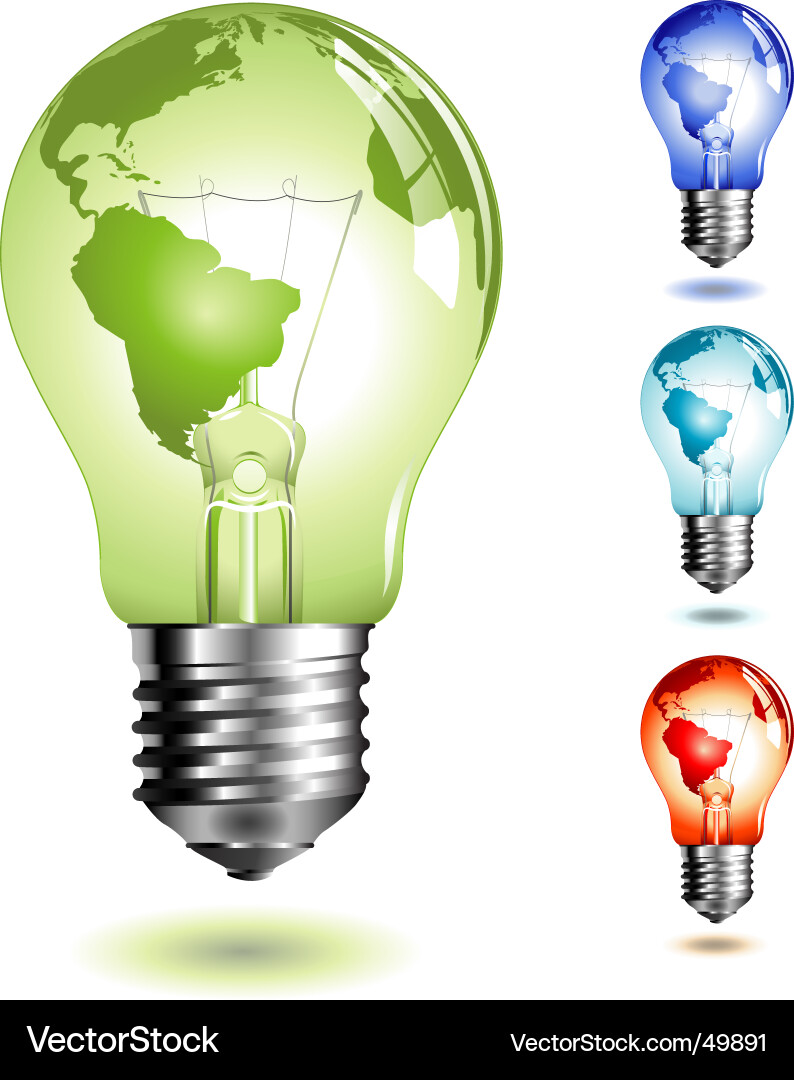 Light Bulb with Globe and World Map Vector Image