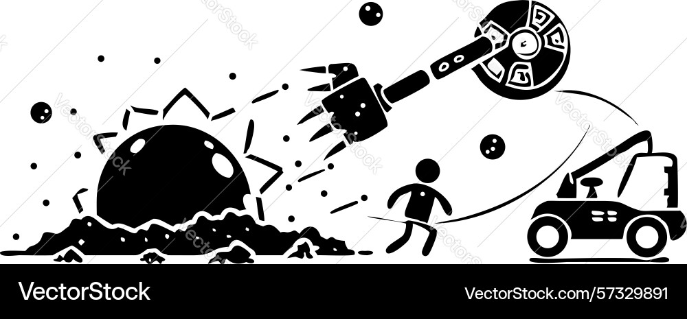 Robot landing on planet - space exploration vector image
