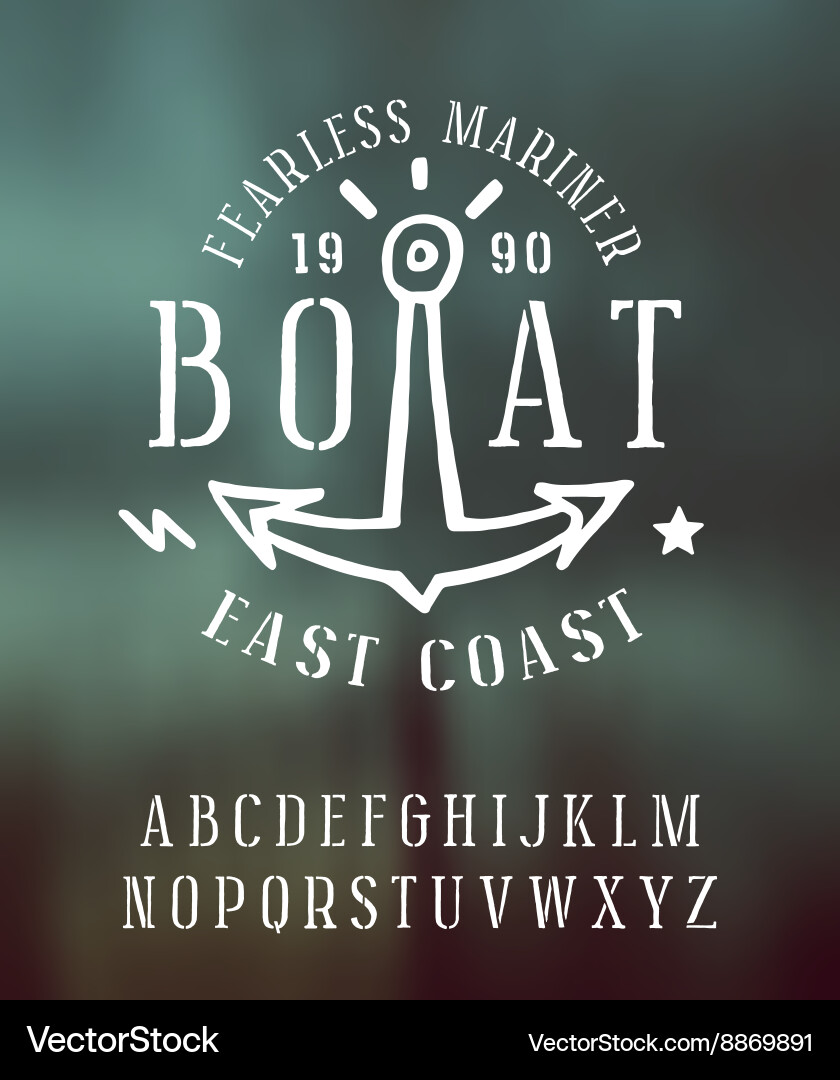 Stencil plate serif font with rough edges vector image