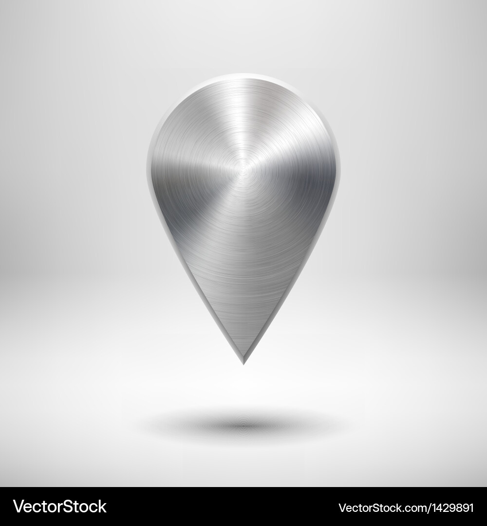 Technology map pointer button with metal texture Vector Image