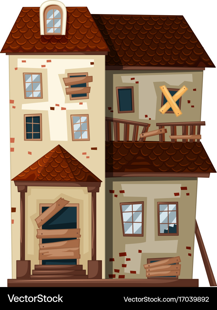 Abandoned House with Broken Windows Vector Image
