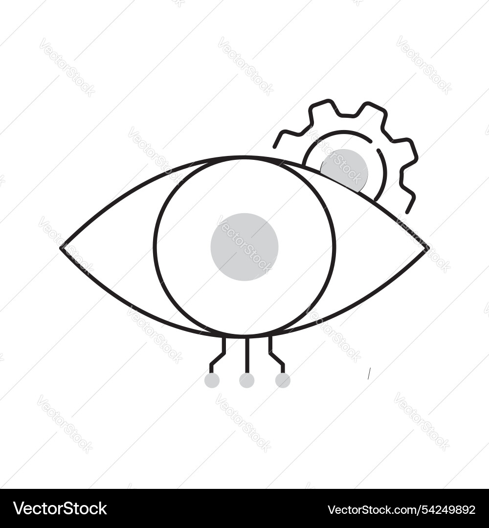 Ai computer vision system eye icon design vector image