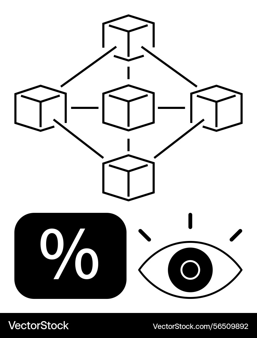 Blockchain network with interconnected cubes vector image