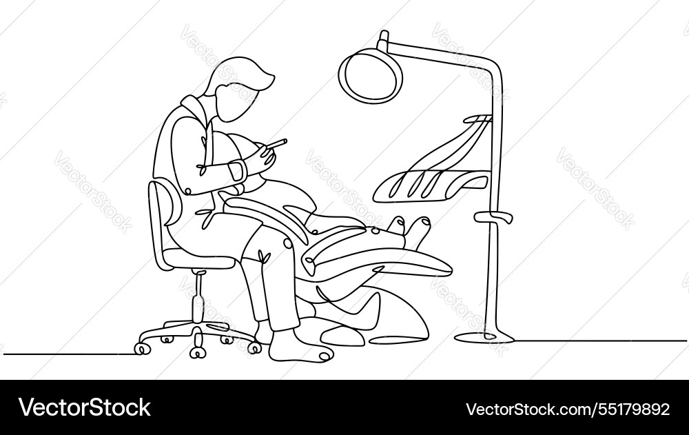 Dentist treating teeth Royalty Free Vector Image