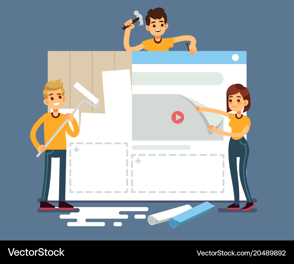 Entwicklung der Webseite mit Entwicklern Entwicklung der Webseite mit Entwicklern vektorbild
