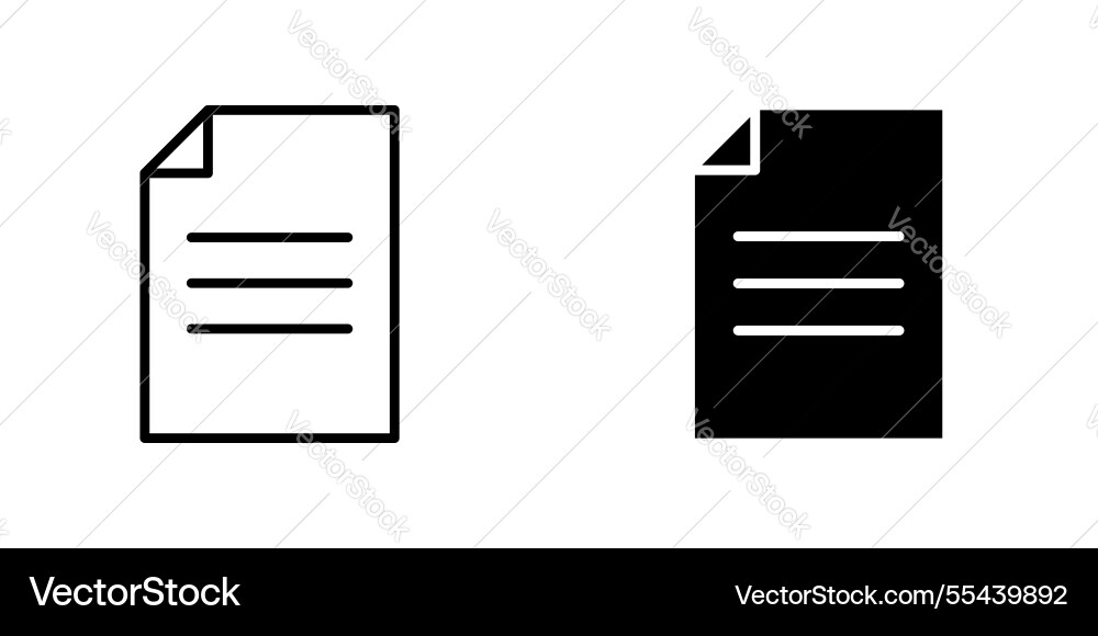 File icons stroke line and black solid File icons stroke line and black solid vector image