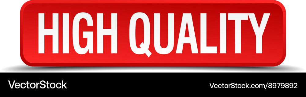 High quality red 3d square button on white Vector Image