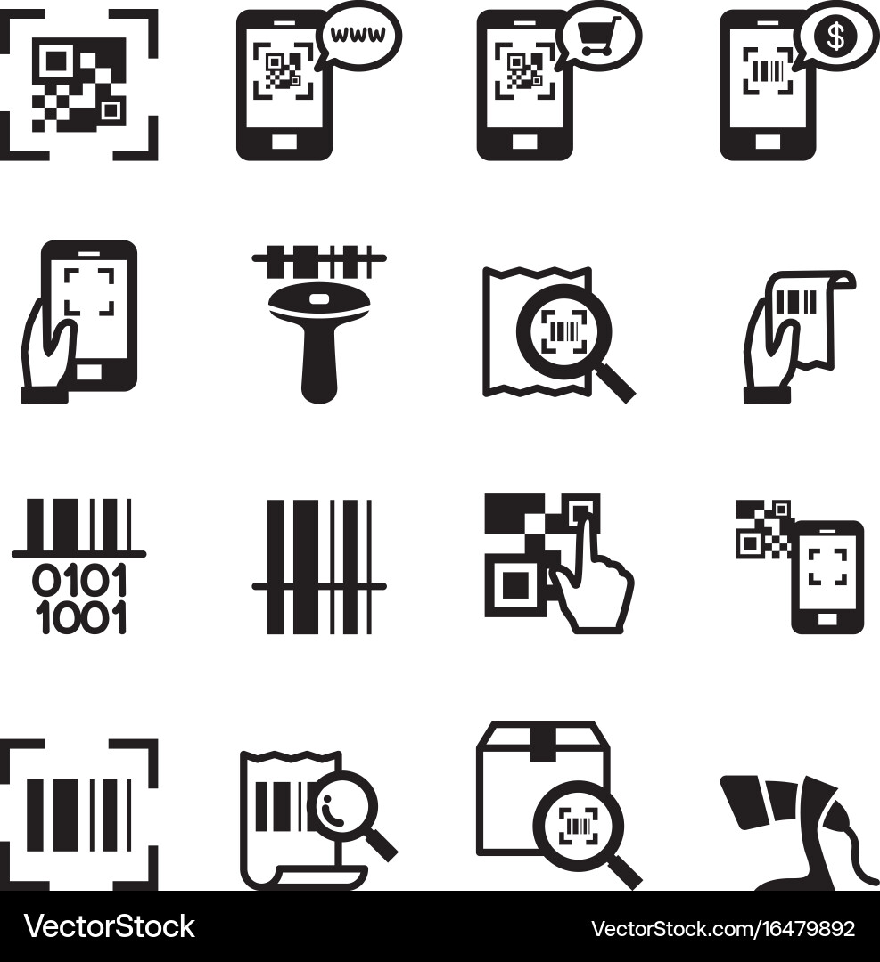 QR Code & Barcode Reader Icons vector image