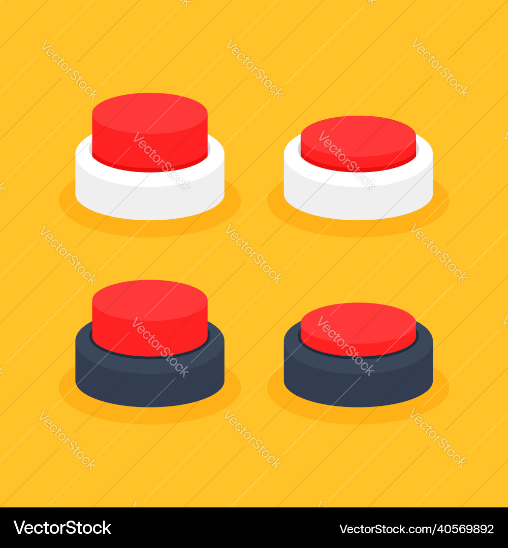 Set of red inactive and pressed buttons Set of red inactive and pressed buttons vector image