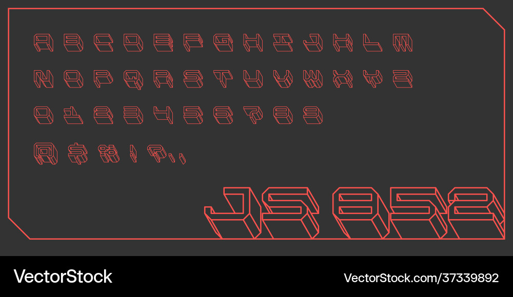 Three-dimensional characters in isometry alphabet Three-dimensional characters in isometry alphabet vector image