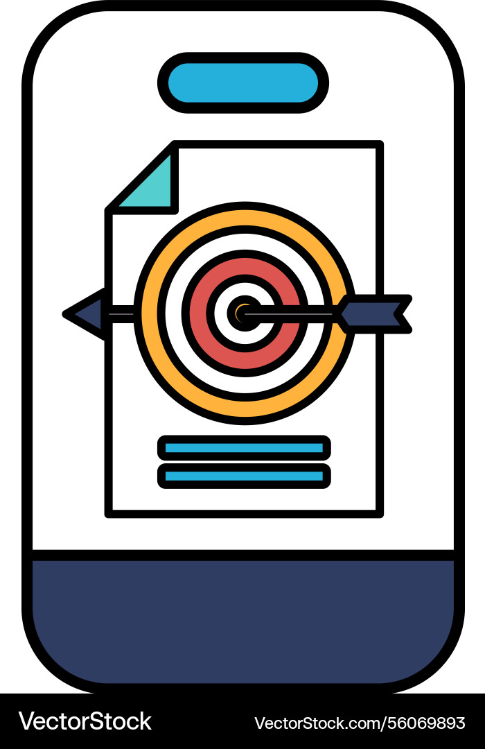 A phone screen with target and arrows pointing vector image