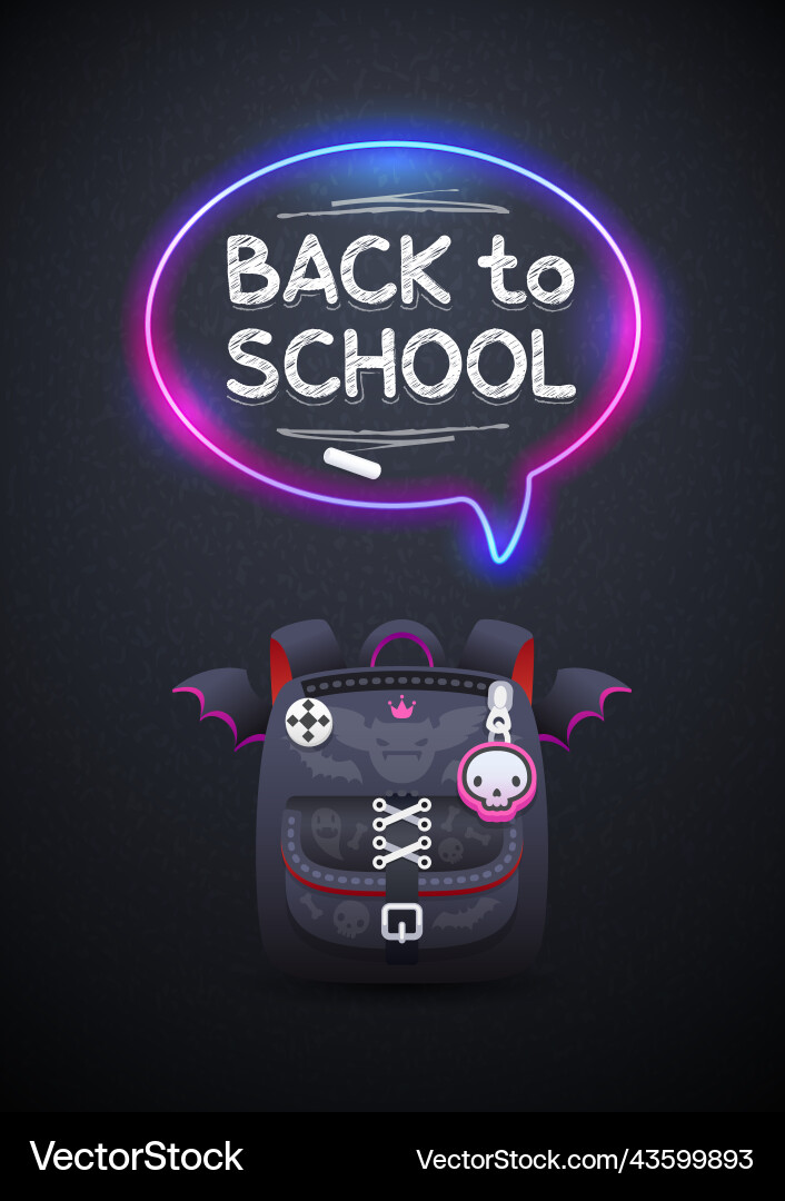 Back to school lettering with neon vector image