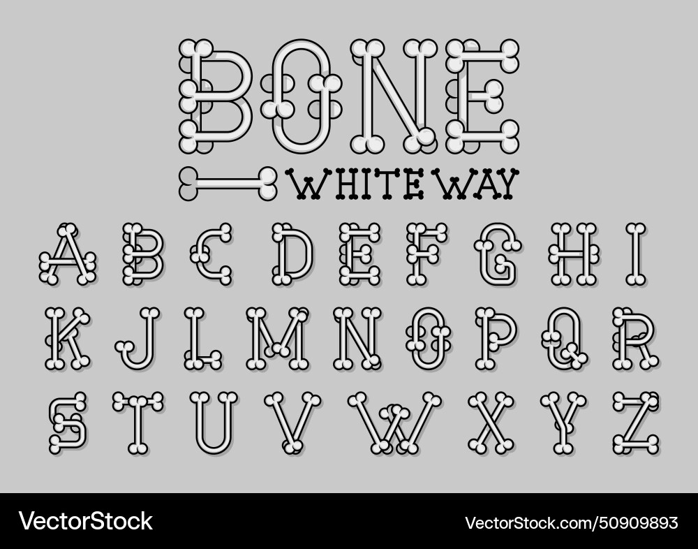 Font design of bone with outline and shadow Font design of bone with outline and shadow vector image