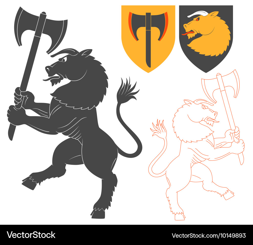 Mythological Minotaur with Axe Vector Image
