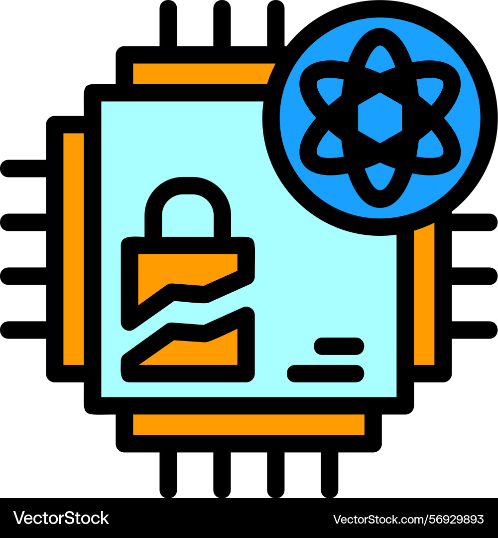Quantum cryptography line filled style icon design vector image