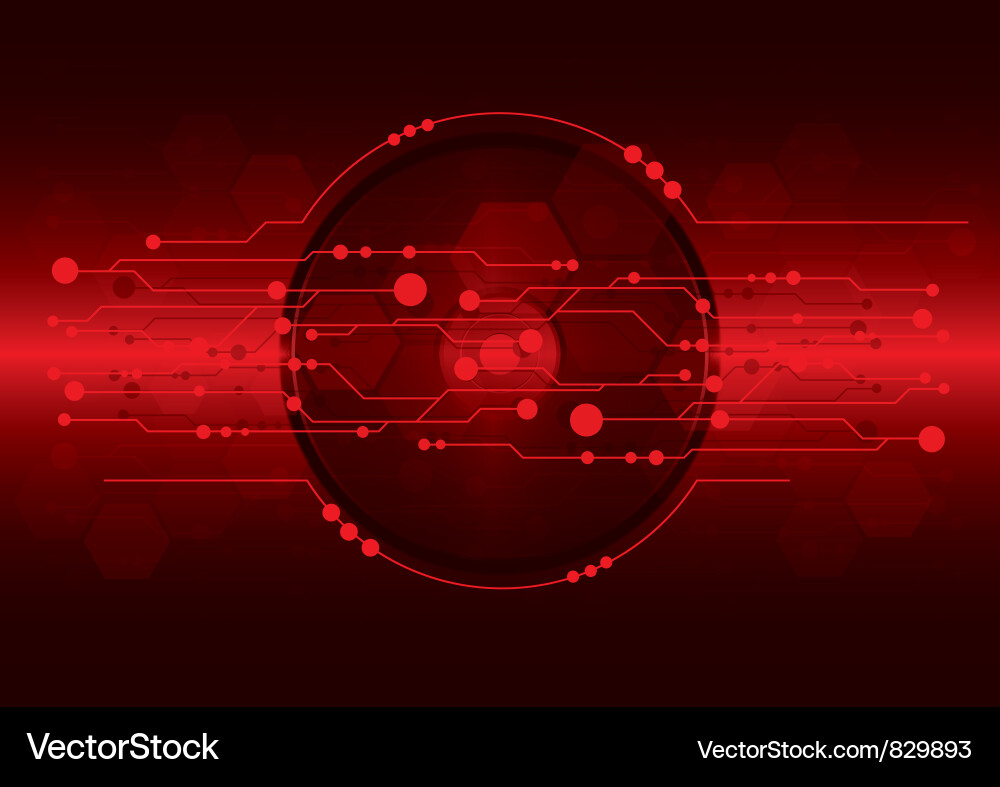 Red Digital Circuit Background Vector Image