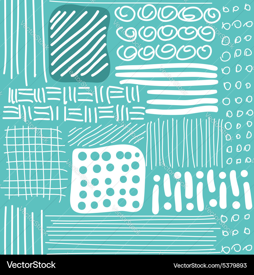 Seamless pattern with hand drawn lines dots vector image