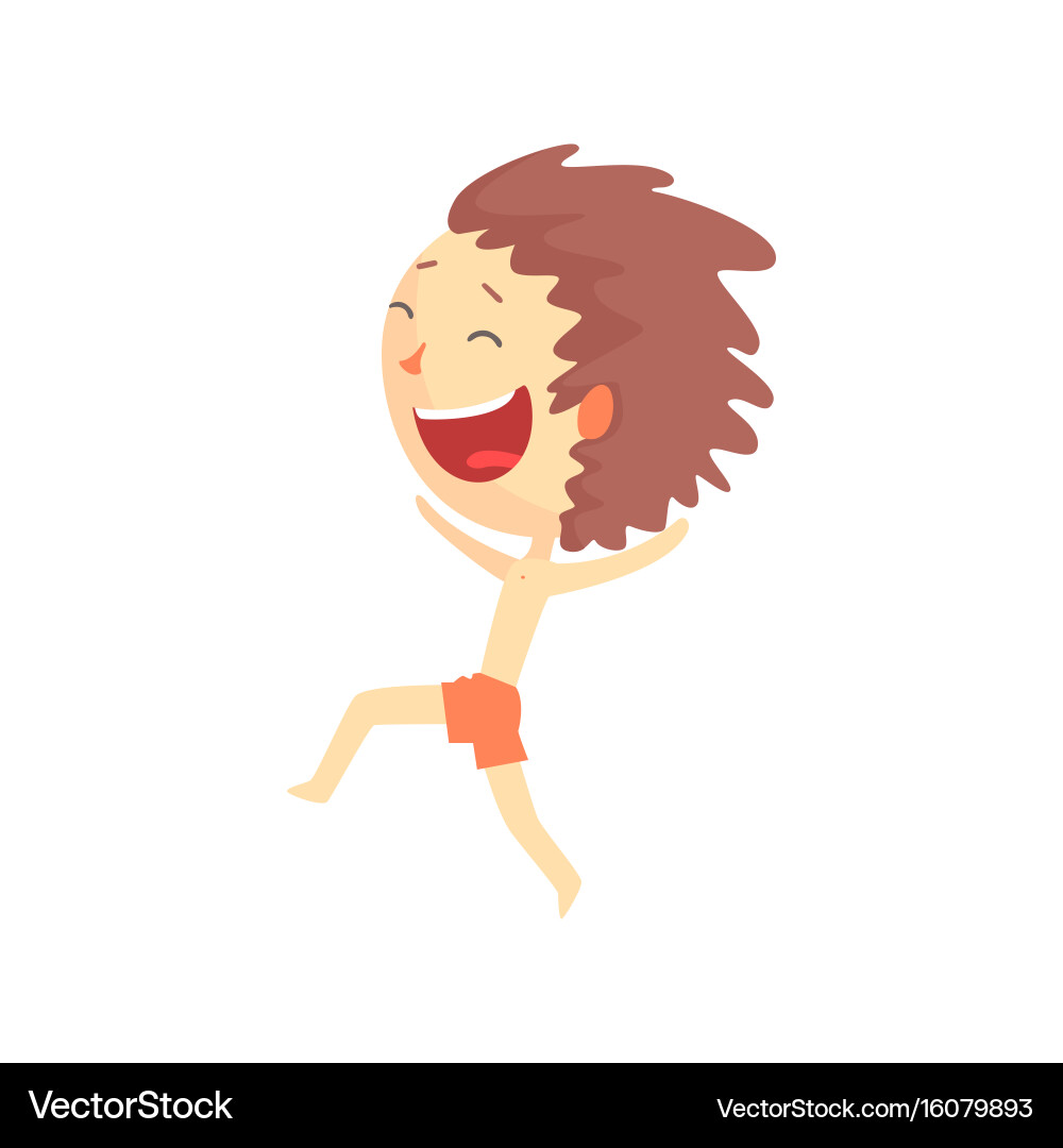 Smiling Boy Running in Red Shorts Vector Image
