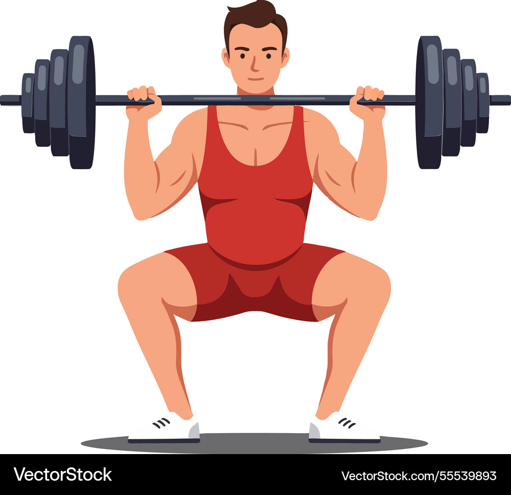 Strong man lifting heavy weights in minimal Vector Image
