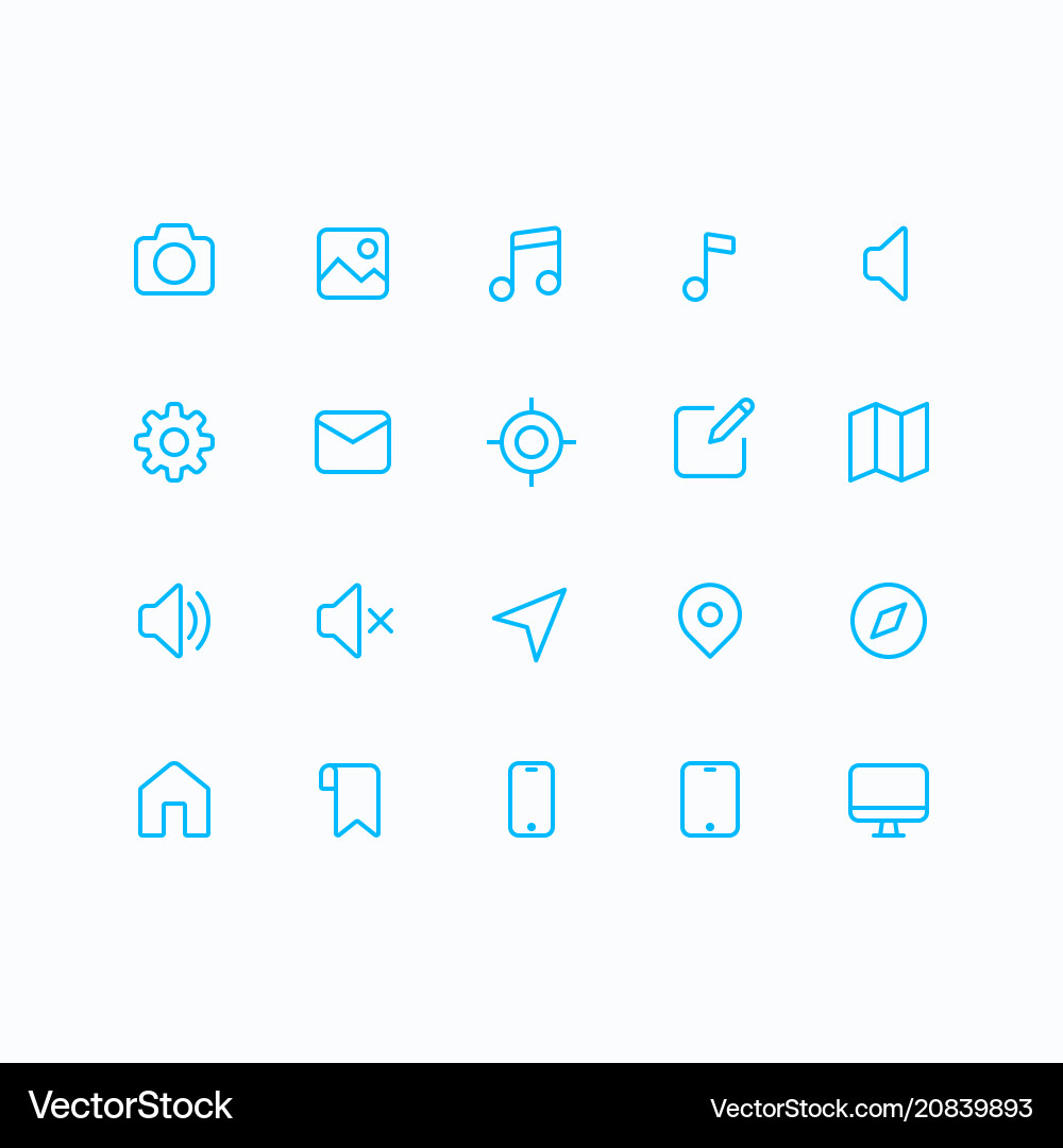 Thin Outline Icons - Web & Mobile vector image