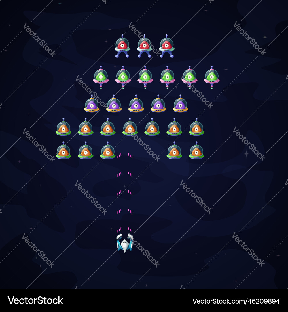 A top view game about space invaders vector image