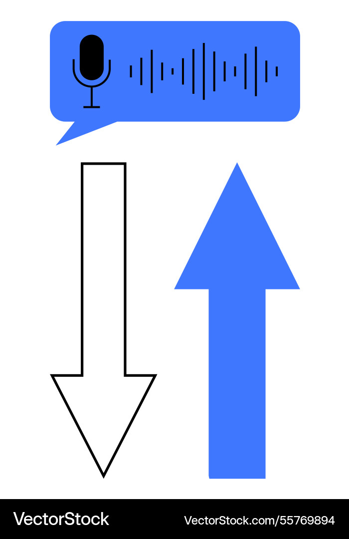 Audio command with speech waveform and directional Audio command with speech waveform and directional vector image