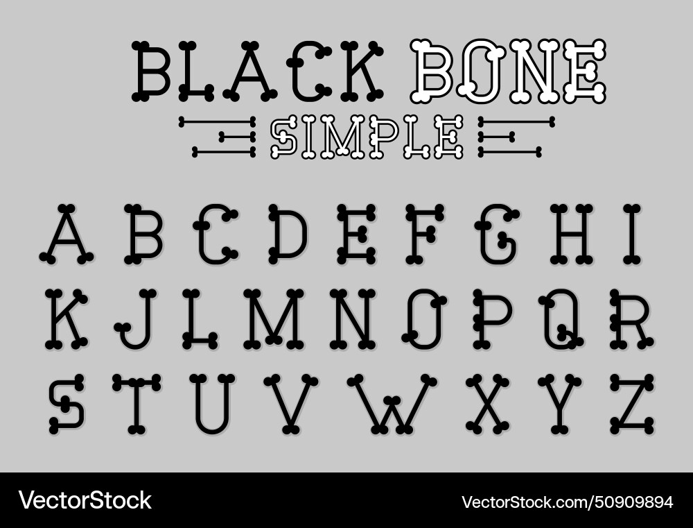Font design of bone without outline in gothic Vector Image