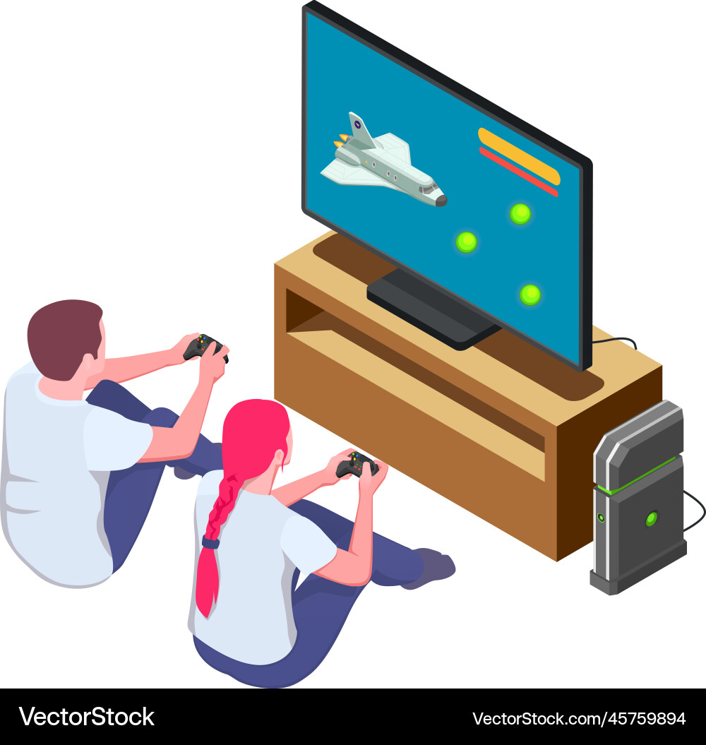Game developers testing composition Game developers testing composition vector image