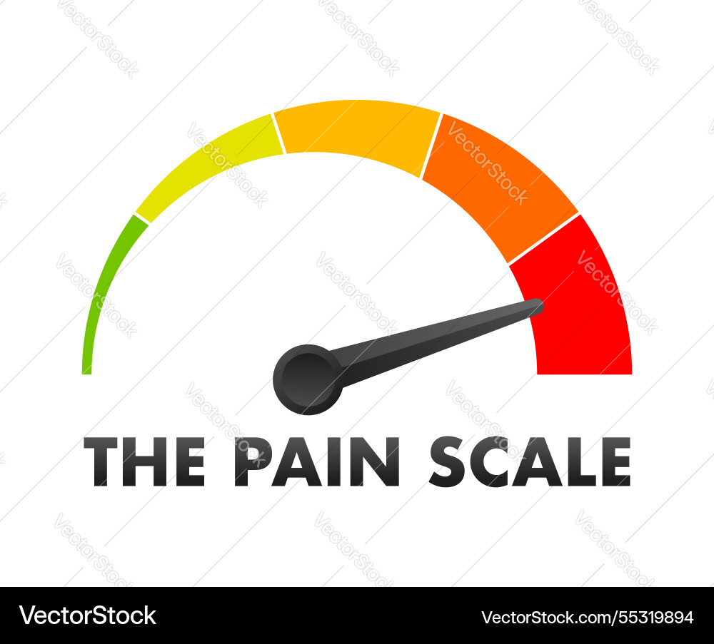 Pain scale indicator pointing to maximum level Pain scale indicator pointing to maximum level vector image
