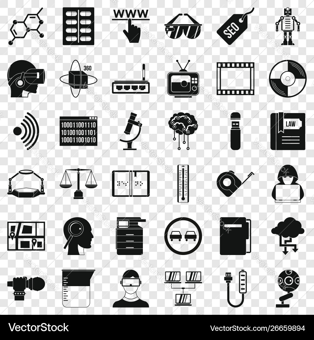 Server icons set simple style Server icons set simple style vector image