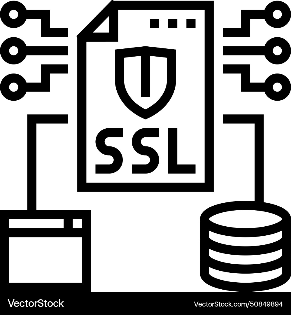 Ssl secure sockets layer seo line icon Ssl secure sockets layer seo line icon vector image