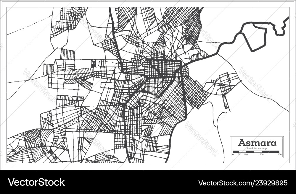 Asmara eritrea city map in retro style outline Asmara eritrea city map in retro style outline vector image
