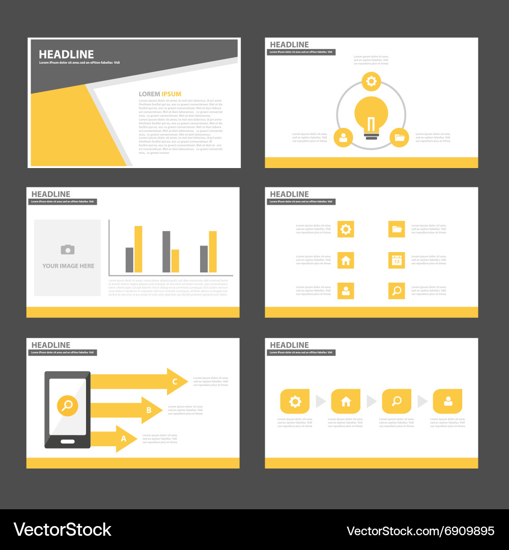 Black yellow presentation templates infographic Vector Image