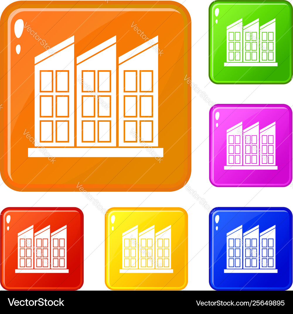 Building icons set color Vector Image
