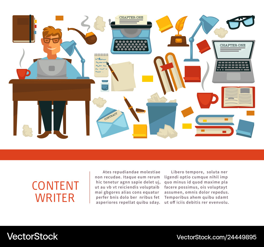 Content Writer Workspace Vector Image