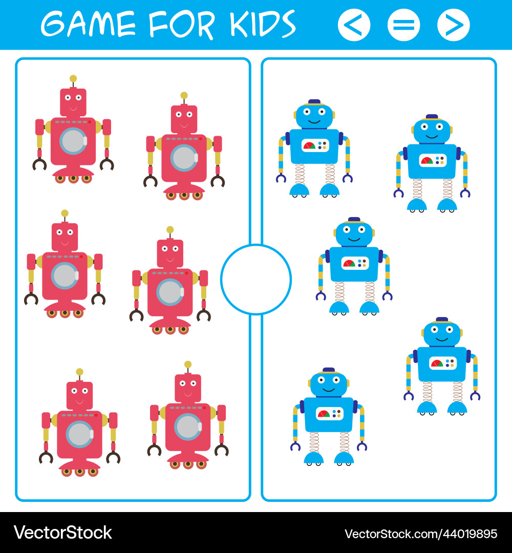 Kids Logic Puzzle Game - Robot Math vector image