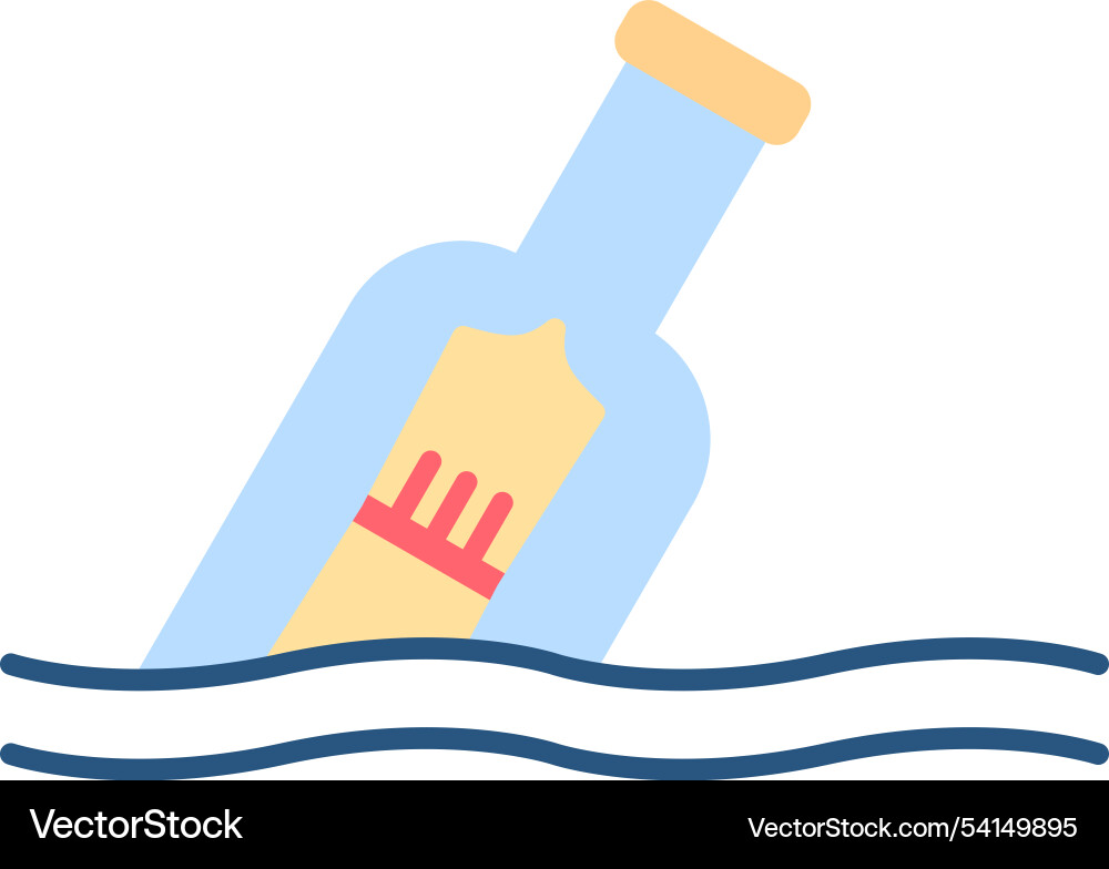 Message in a bottle flat icon design vector image