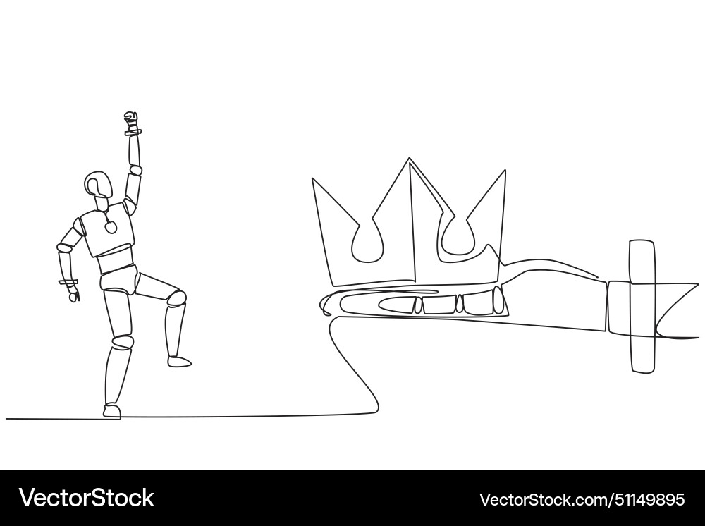 Single continuous line drawing robot happy to get Single continuous line drawing robot happy to get vector image