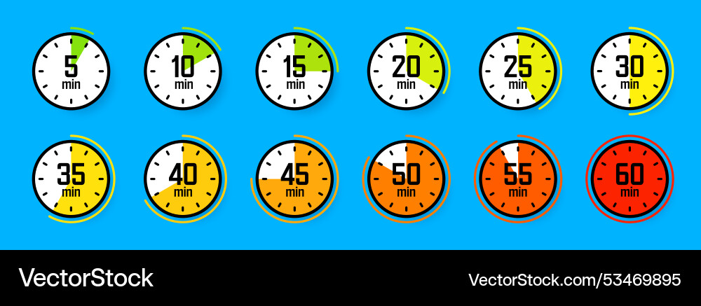 Stopwatch icons colorful simple chronometer time Stopwatch icons colorful simple chronometer time vector image