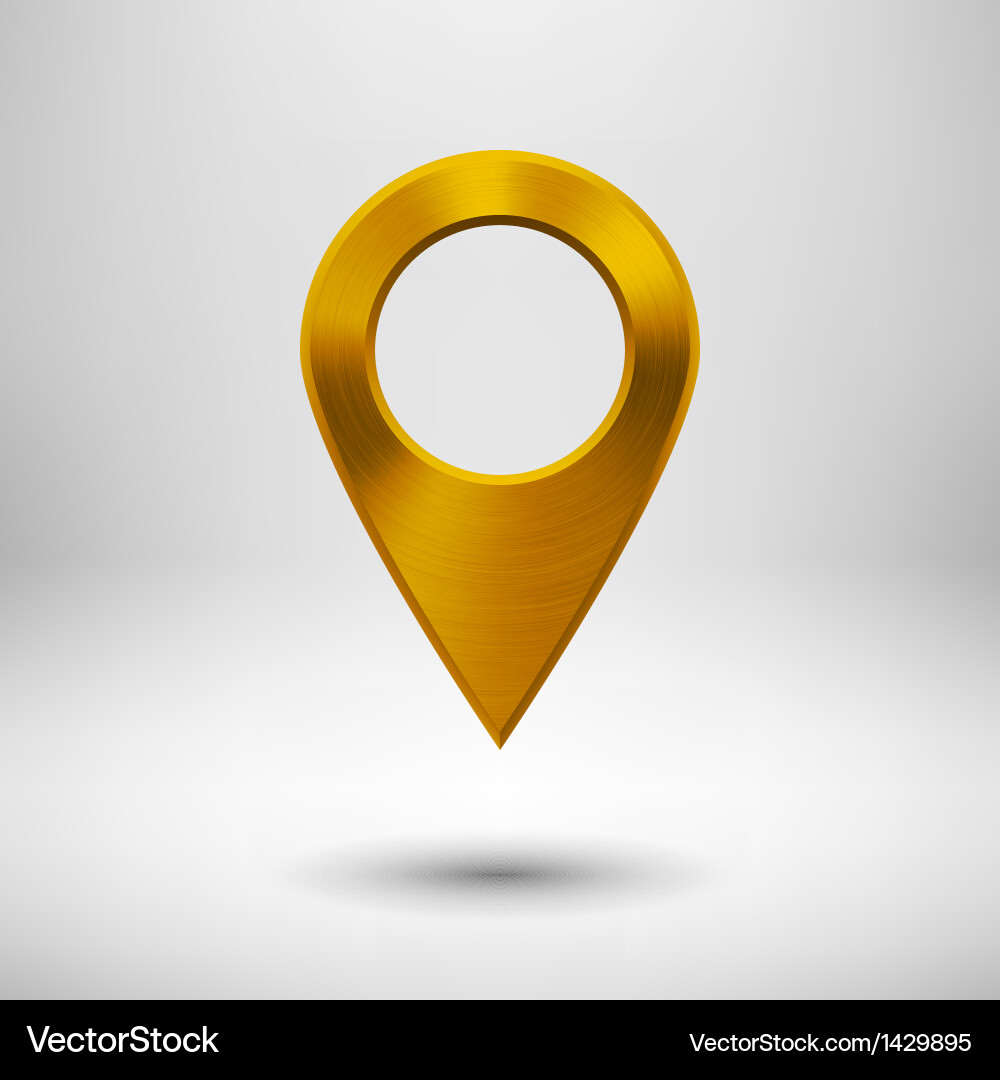 Technology pointer button with gold metal texture vector image