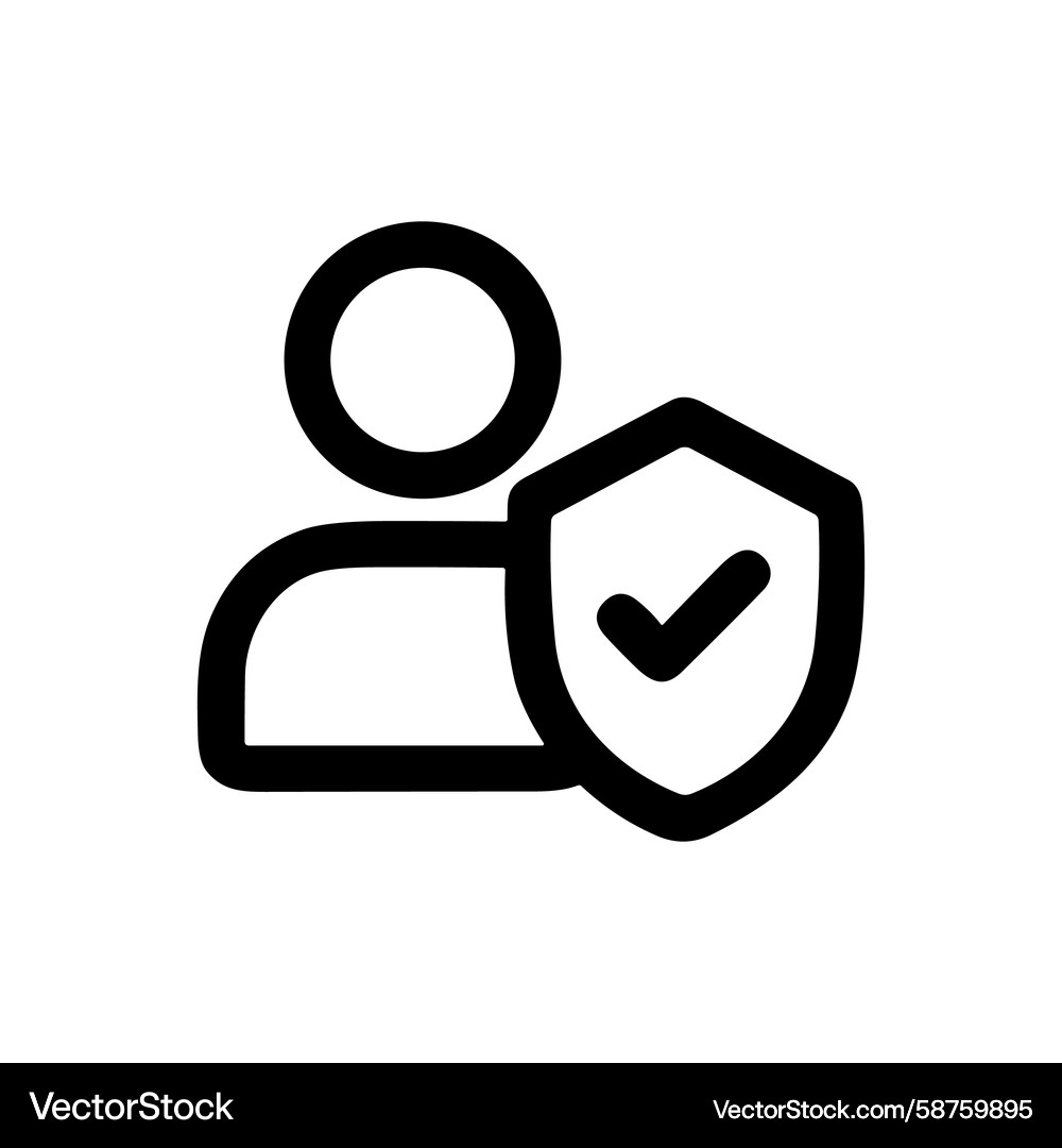 User Security Icon - Shield & Checkmark Vector Image