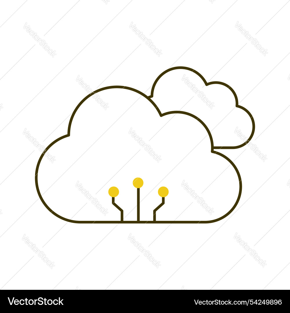 Ai processor and cloud computing icon design vector image