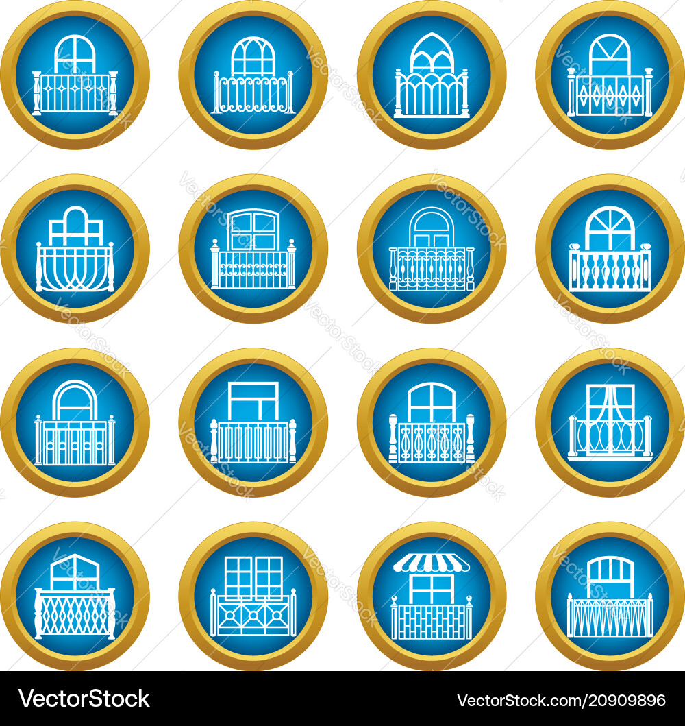 Balcony window icons set simple style Balcony window icons set simple style vector image